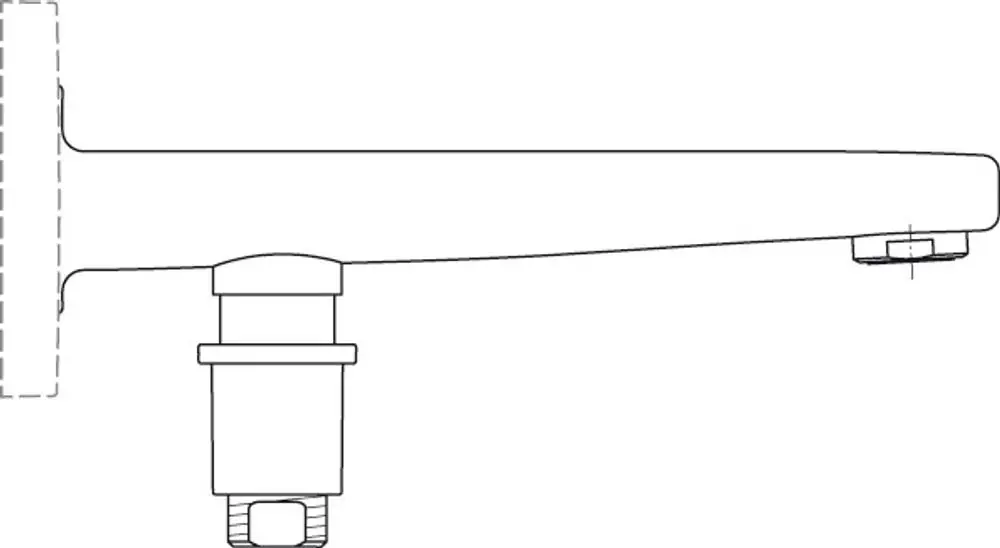 Wandauslauf von Ideal Standard mit Umsteller in einem klaren, funktionalen Design. Sichtbare Anschlüsse und Steuerung im Bild.